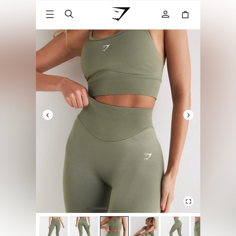 Gymshark Matching Set - Olive Color Leggings and Sports Bra
